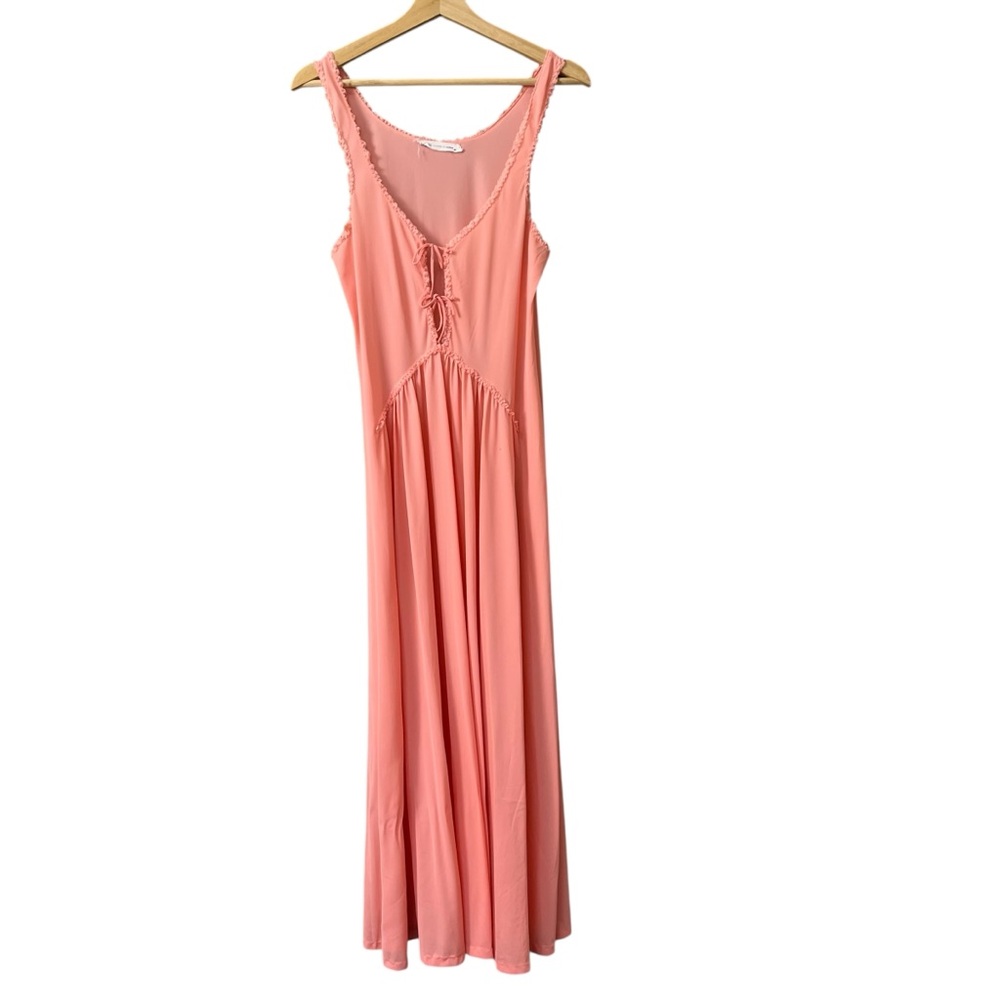 Vintage John Kloss for‎ cira Pink Peach Maxi Nylon Sleep Gown Size Medium